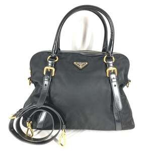 PRADA Black Leather Shoulder Bag